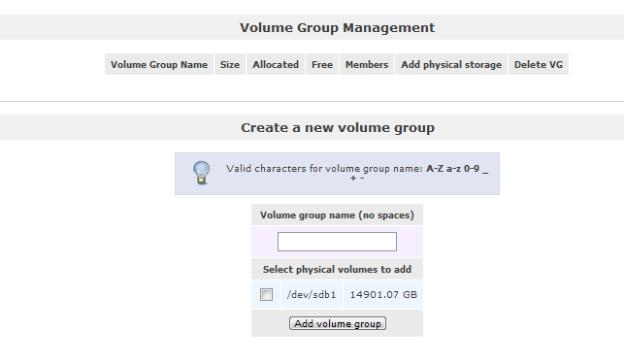 Naming volume group