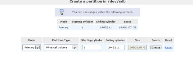 Partition creation