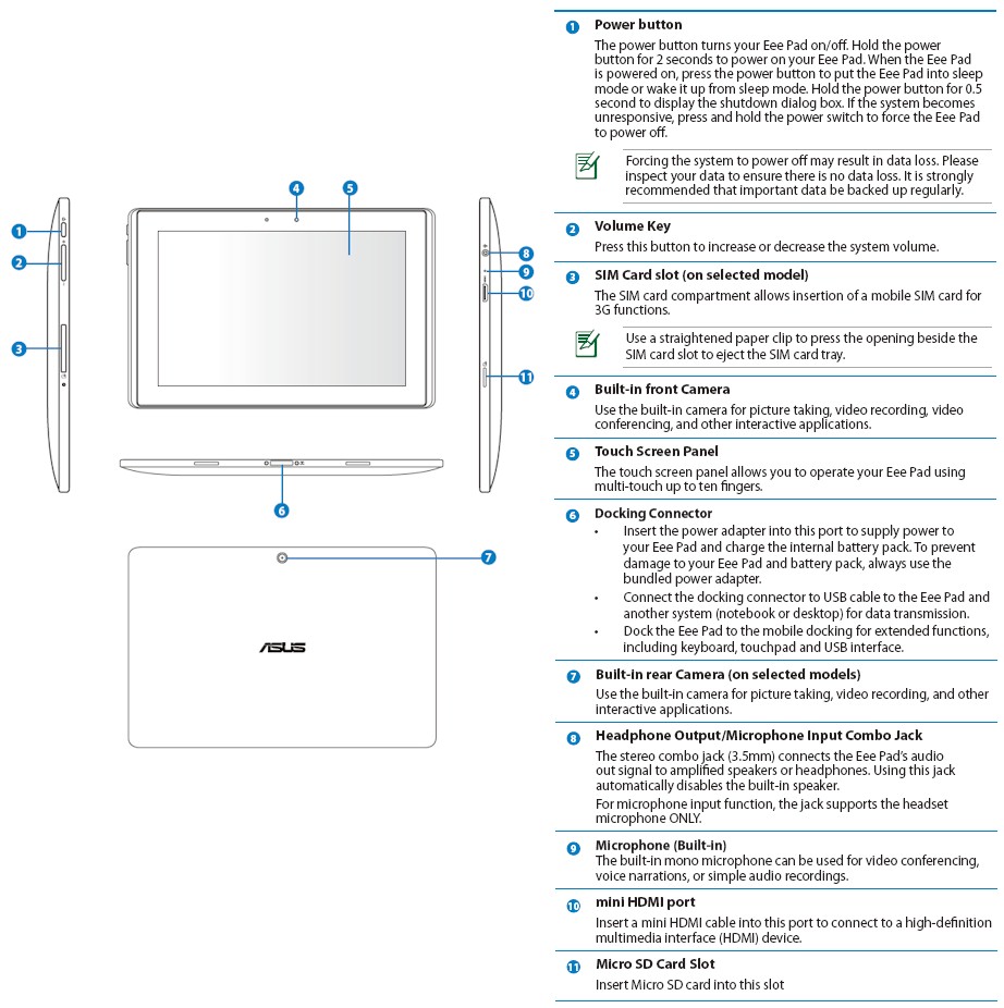 ASUS Transformer callouts