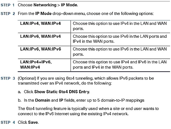 IP mode settings