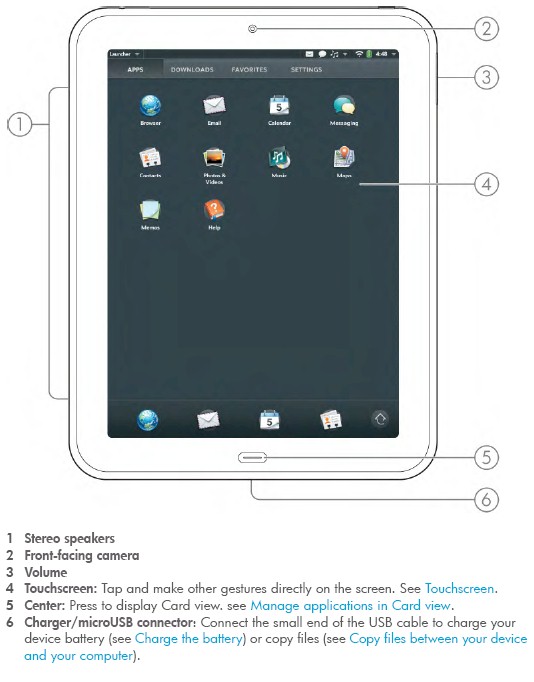 HP Touchpad controls