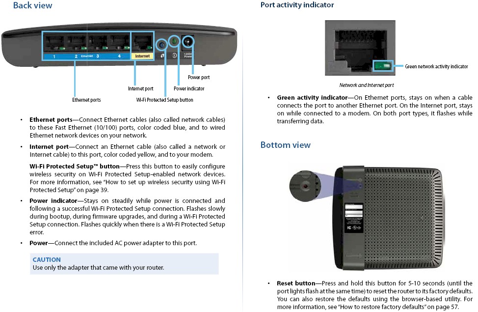 Cisco E2500 ports and indicators Cisco E2500 ports and indicators