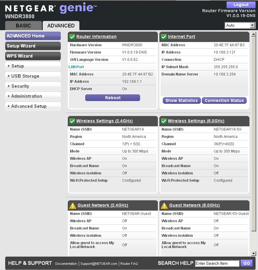 NETGEAR Genie Advanced view NETGEAR Genie Advanced view