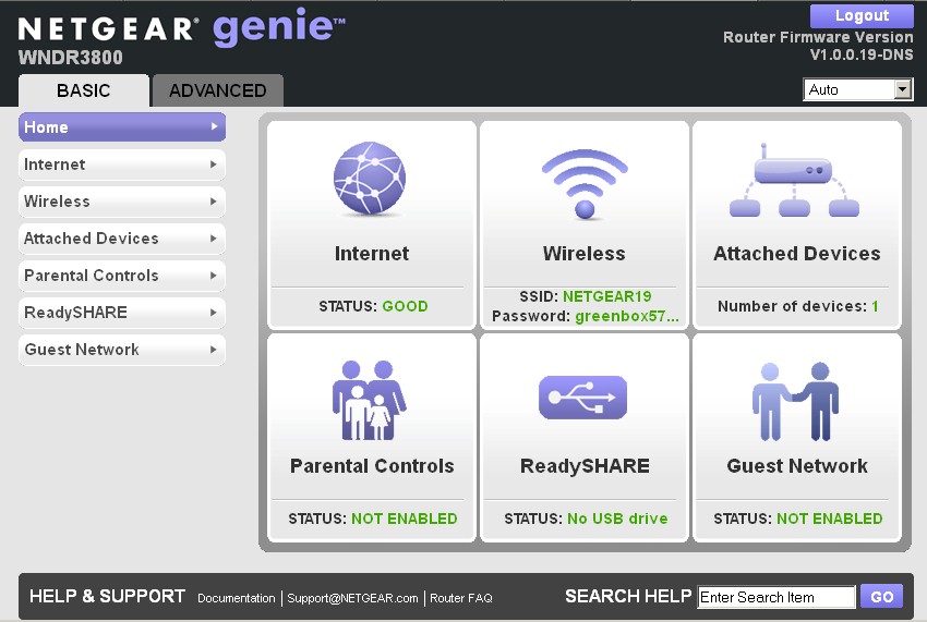 NETGEAR Genie Basic view NETGEAR Genie Basic view