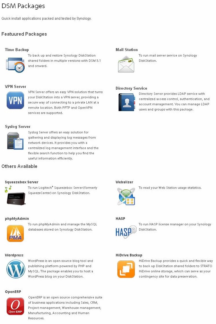 Synology DSM Quick Install Packages Synology DSM Quick Install Packages