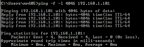 Jumbo frame ping test