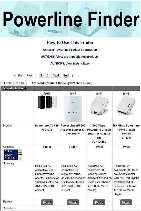 Powerline Product Finder