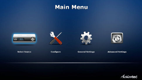 Actiontec MyWirelessTV Main Menu