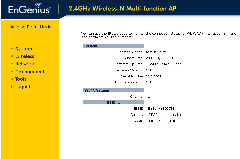 EAP-300 Wireless settings