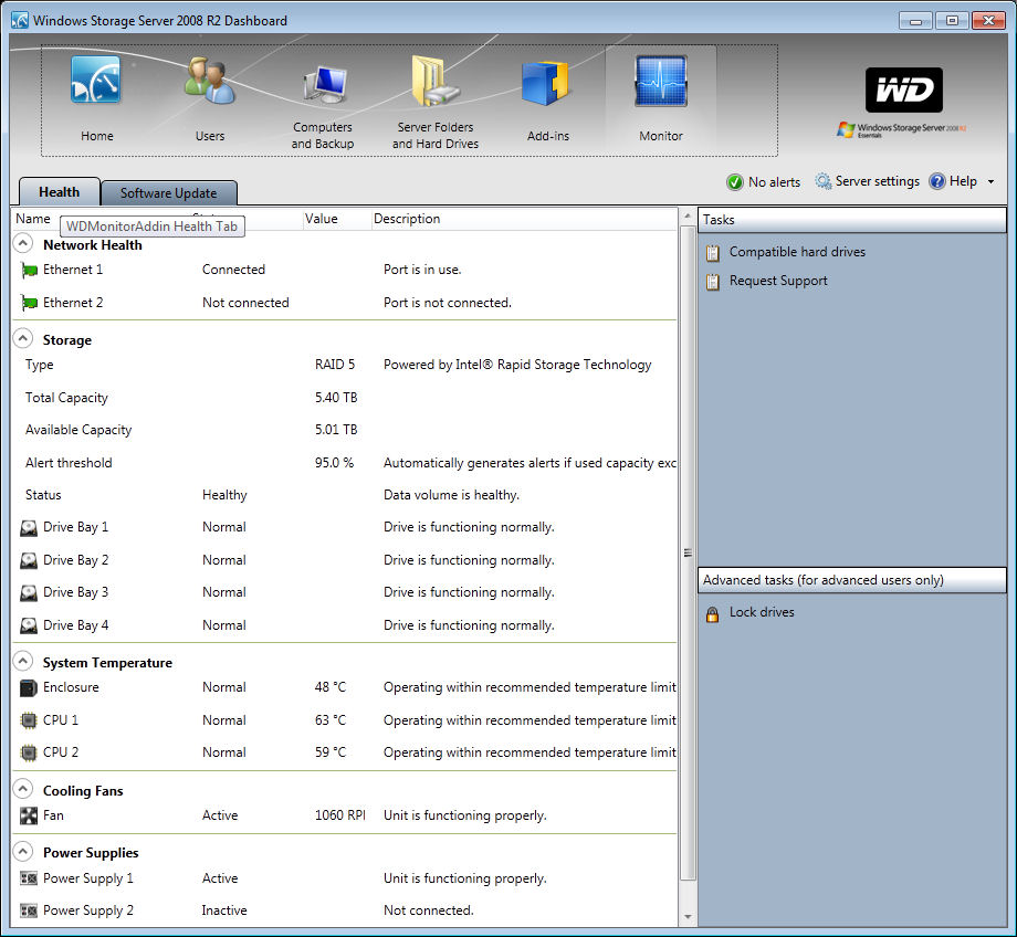 Monitor menu shown DX4000 status