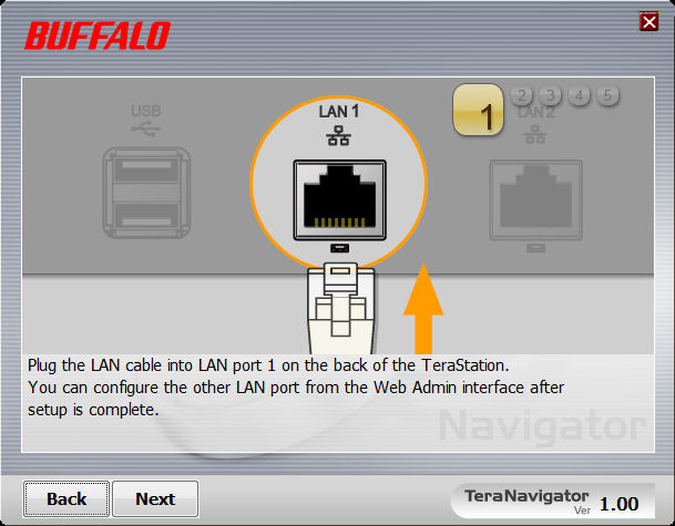 Step one of connecting your TeraStation to your network