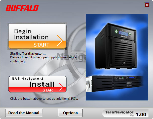 Main Screen of the TeraNavigator setup program