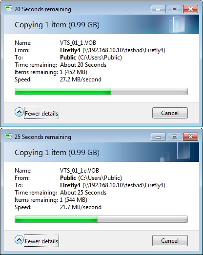 Win 7 file copy results - 1 GB VOB file