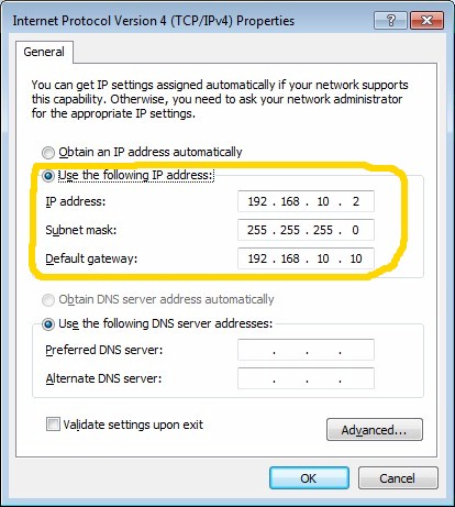 Entering the WAN-side computer IP address