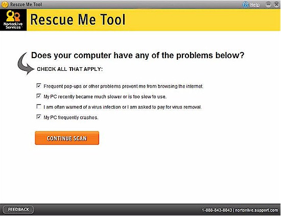 NortonLive Rescue Me Tool
