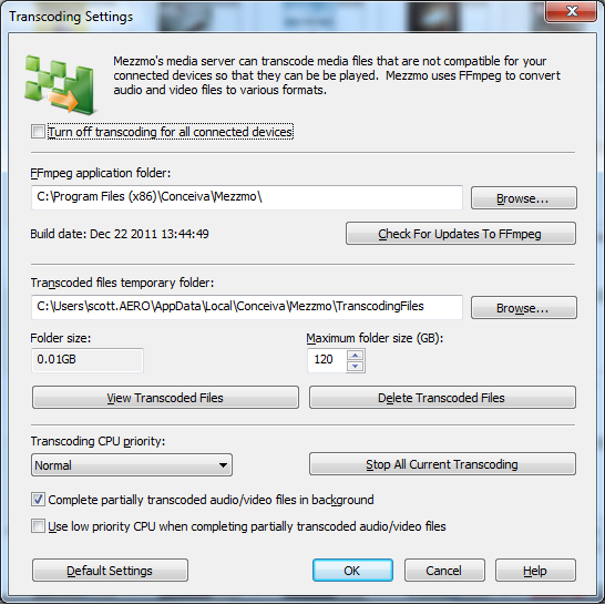 Mezzmo transcoding settings Mezzmo transcoding settings
