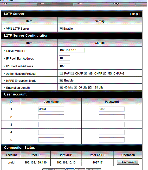 L2TP configuration