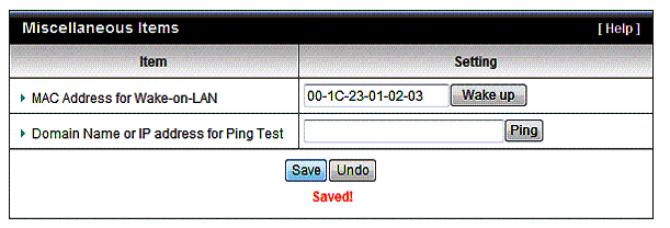 Wake On LAN configuration