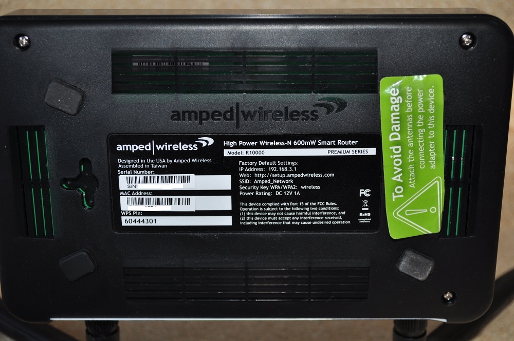 Amped Wireless R10000G helpful user label