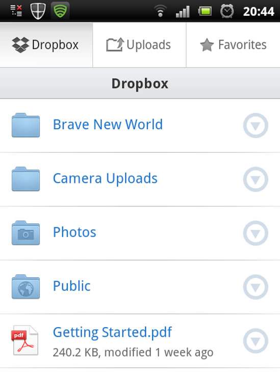 Dropbox Application on Android