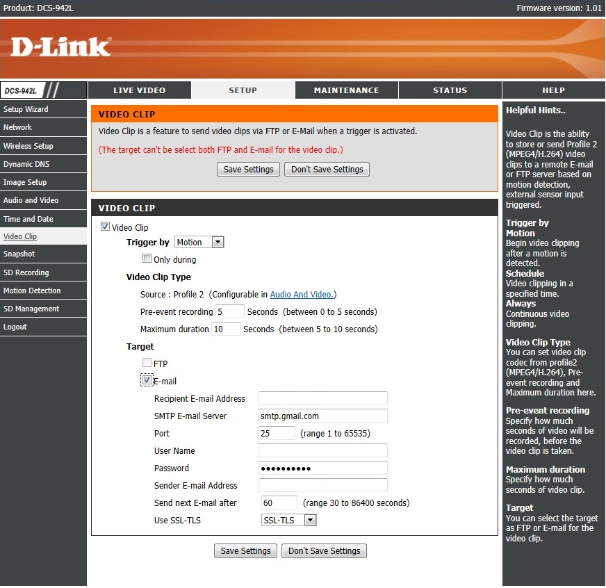 D-Link DCS-942L email options, no cloud-based email server, and no test function D-Link DCS-942L email options, no cloud-based email server, and no test function