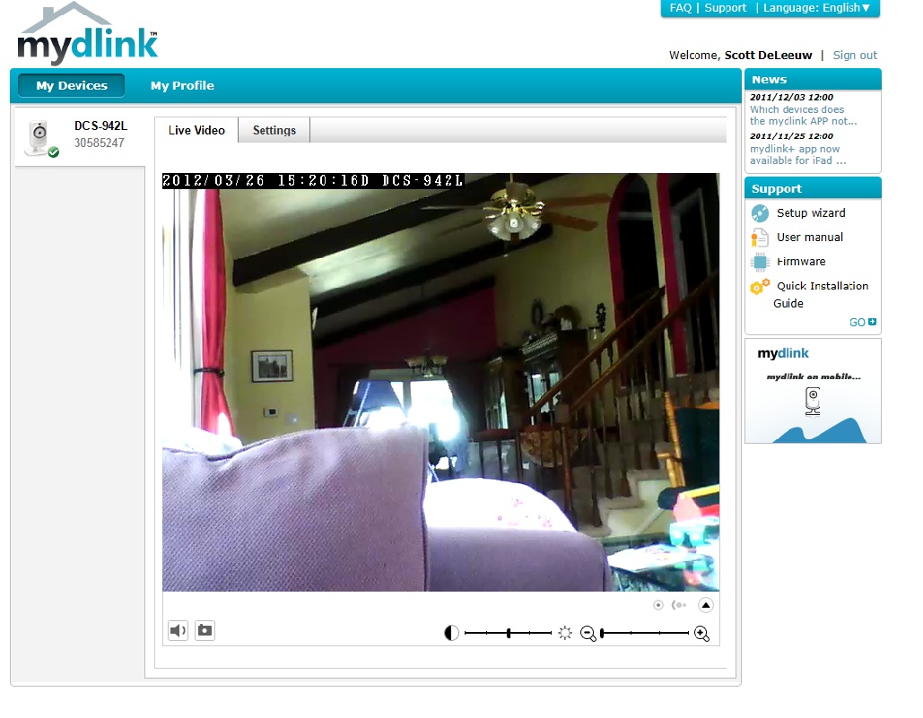 D-Link DCS-942L Live Video