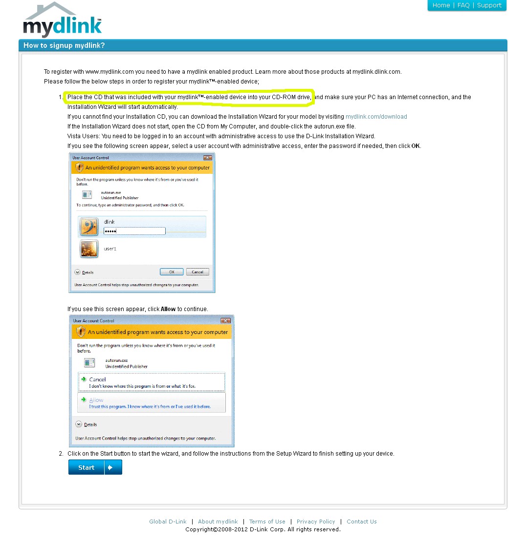 How to sign up for mydlink