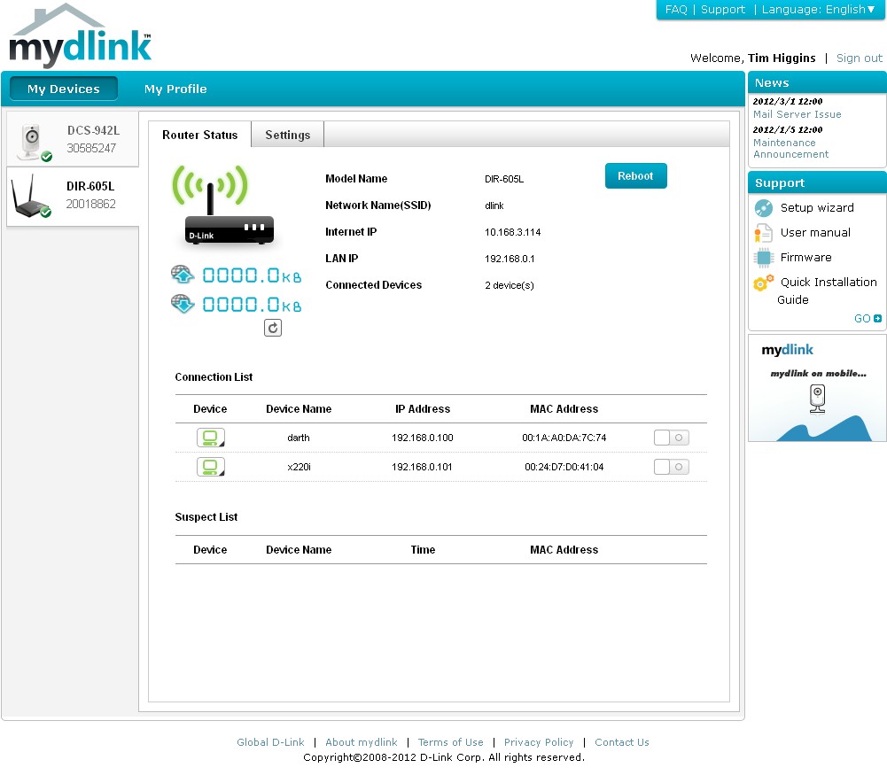 DIR-605L built-in mydlink registration