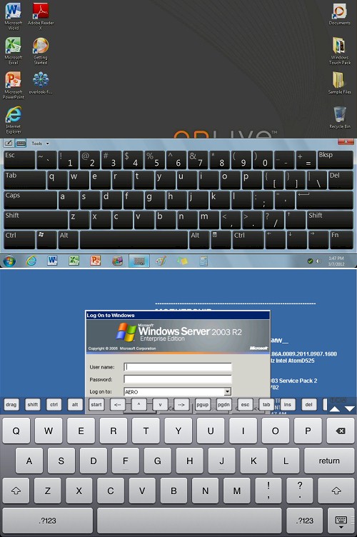 OnLive Desktop keyboard comparison to tablet keyboard