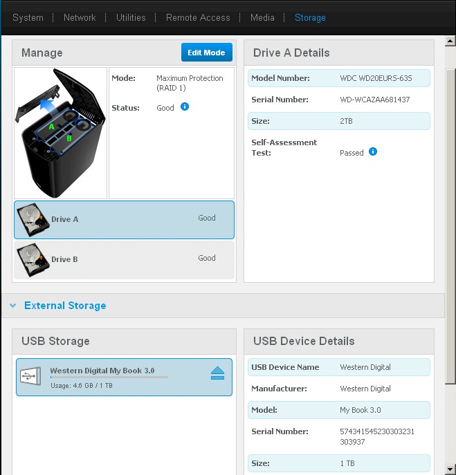 Storage menu