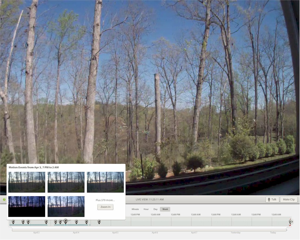 Selecting a motion event Selecting a motion event