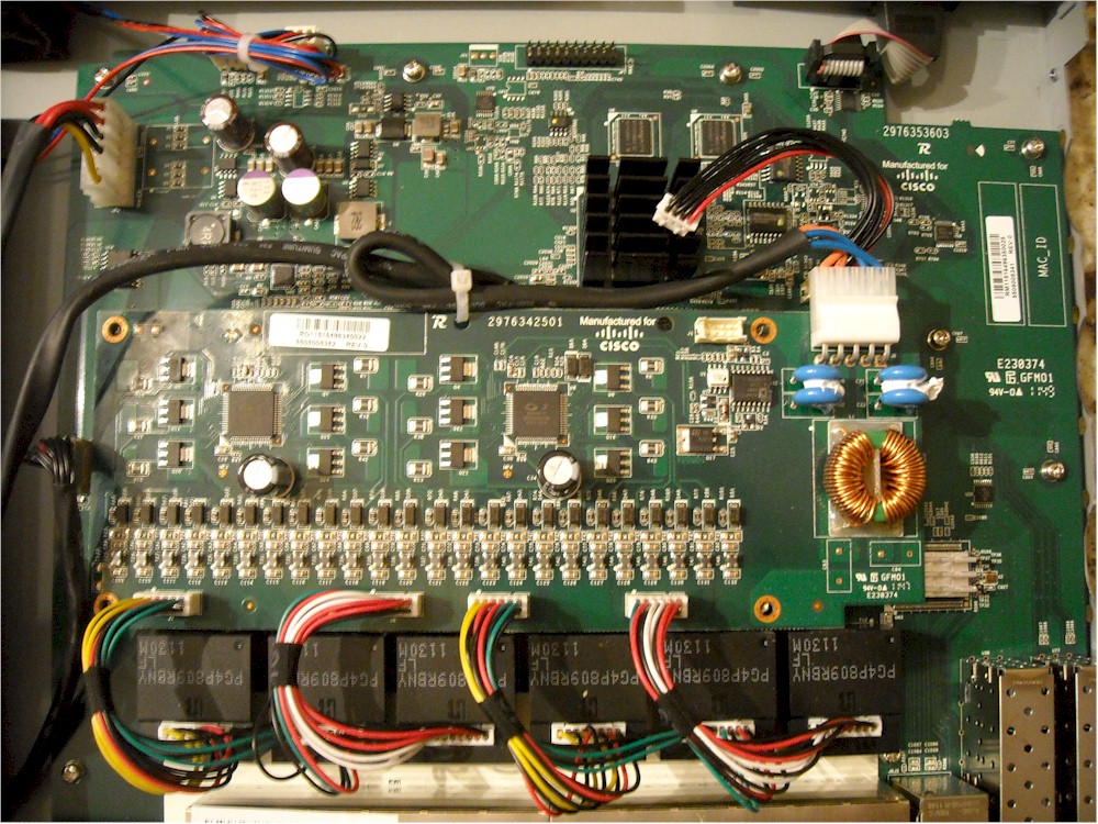 SG500-28P Inside view w/ PoE board