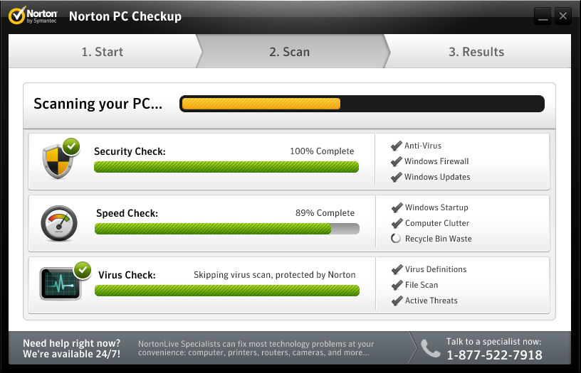 PC Checkup scan running