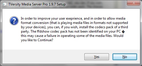TVersity codec pack warning TVersity codec pack warning