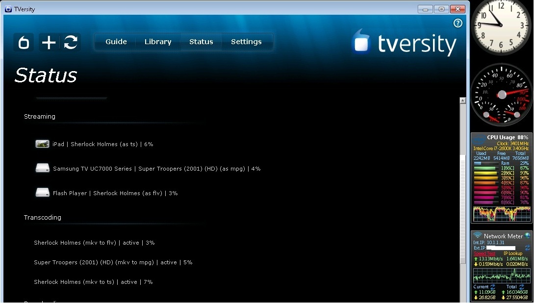 TVersity Status page