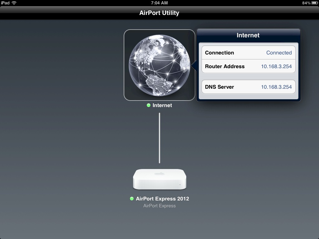 AirPort Utility Summary screen