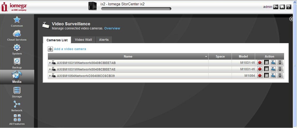 The main screen of the built-in Video Surveillance software The main screen of the built-in Video Surveillance software
