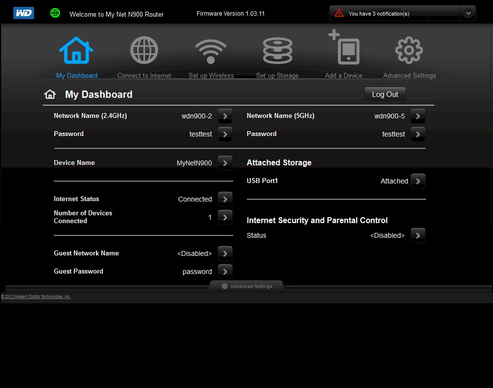 WD My Net N900 (and AC1300) My Dashboard