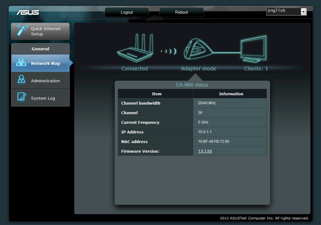 ASUS EA-N66 bridge mode Network Map