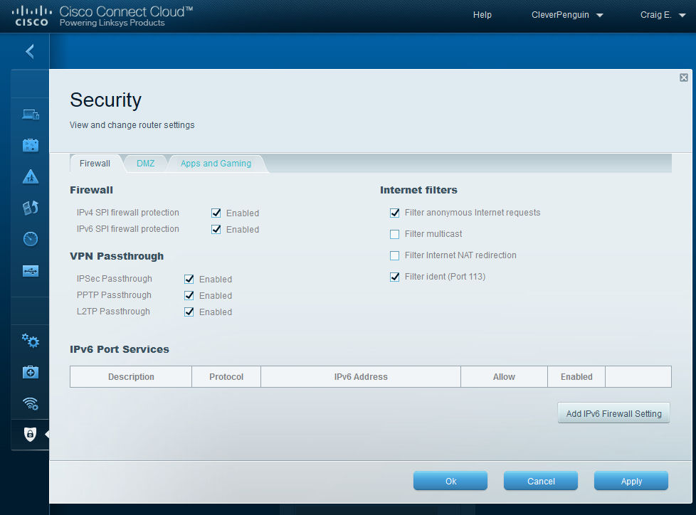 Default firewall settings