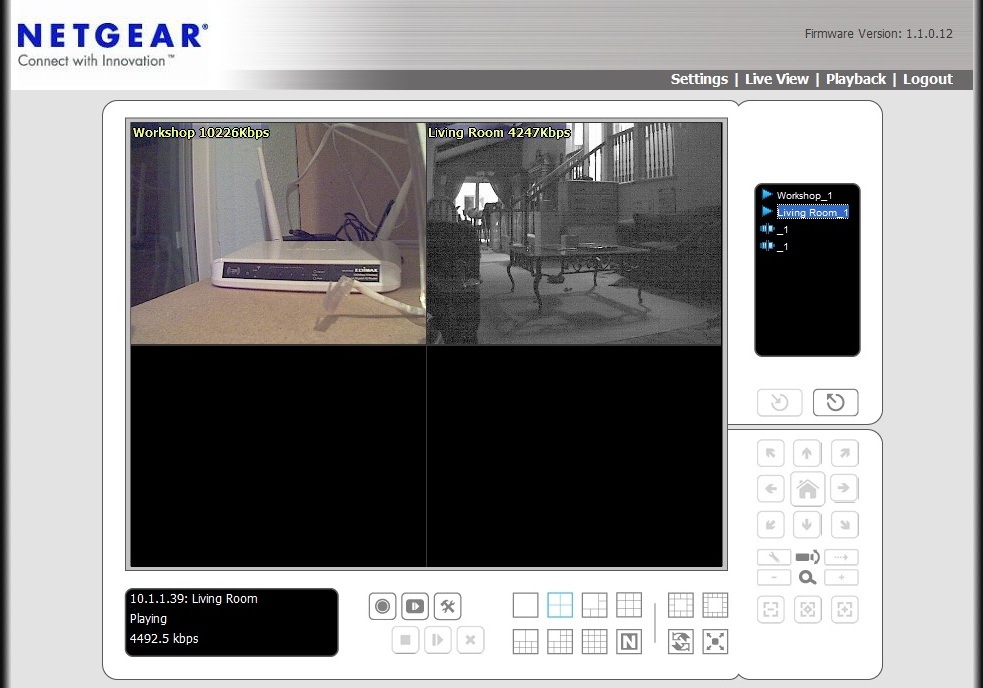 Live View screen of the ReadyNAS Surveillance Live View screen of the ReadyNAS Surveillance