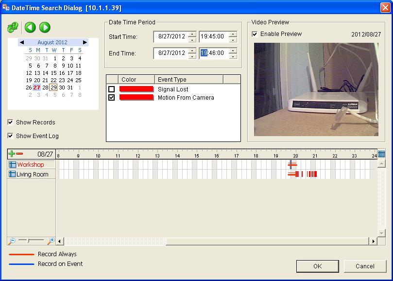 Timeline screen of the ReadyNAS Surveillance