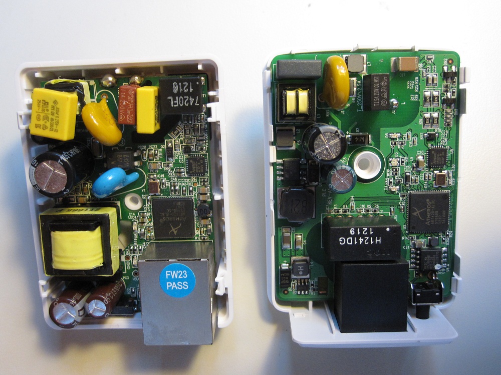 Inside shot - Actiontec left, TRENDnet right