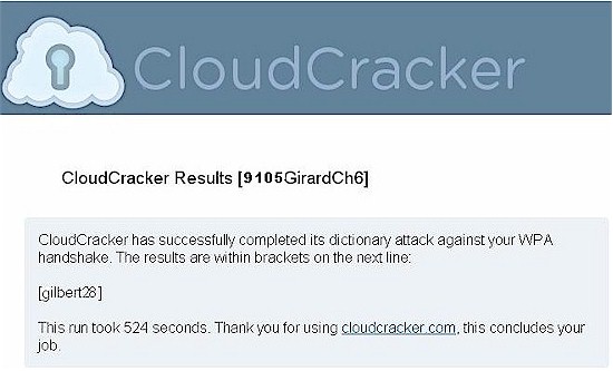 CloudCracker.com Returning My Password