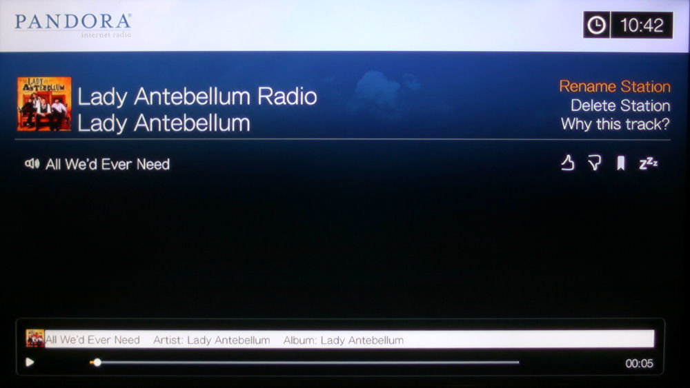 WDTV Live Pandora interface