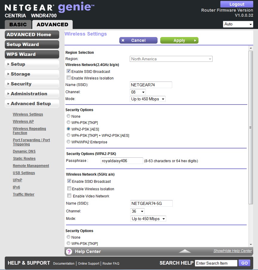 NETGEAR Centria Wireless Settings