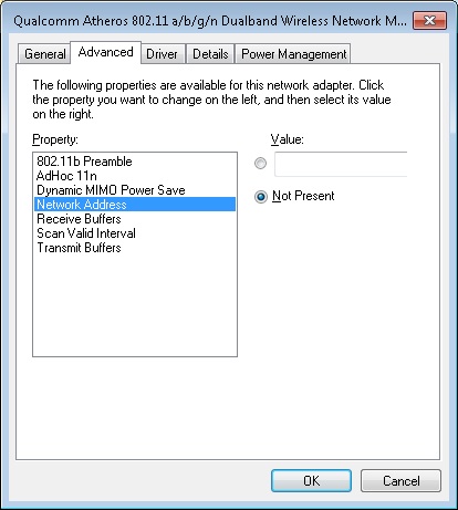 Windows MAC Address Configuration