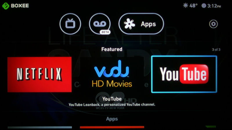 Boxee TV Apps showing featured apps