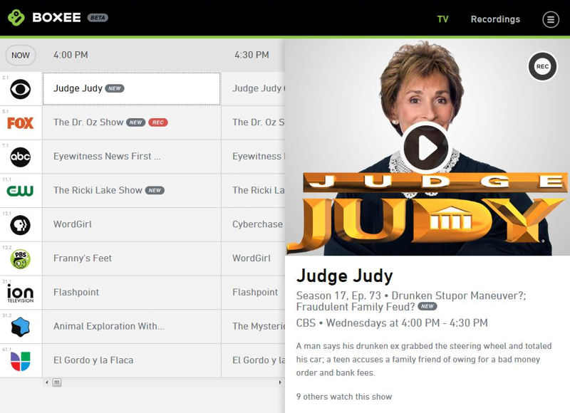 You can view live TV on the web via your my.boxee.tv account