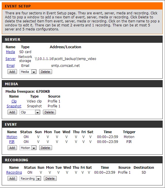 D-Link DCS-2310L Event setup